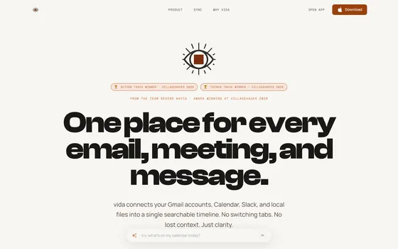 Vida — One searchable timeline across Gmail, Calendar and Slack
